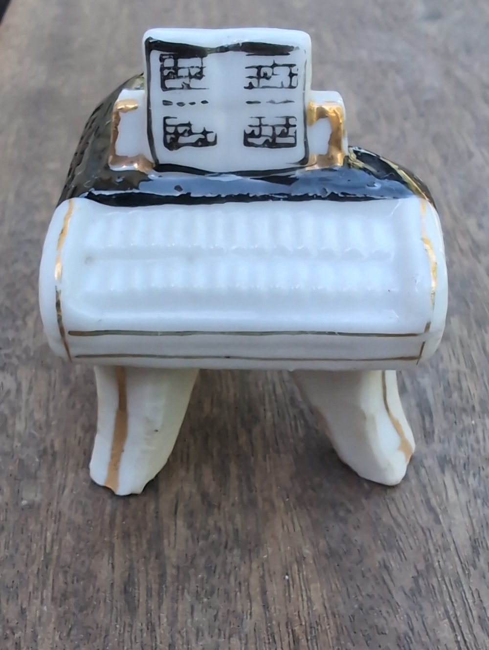Vintage Porcelain Piano Figurine - with Gold Accents, Hand Painted In Japan